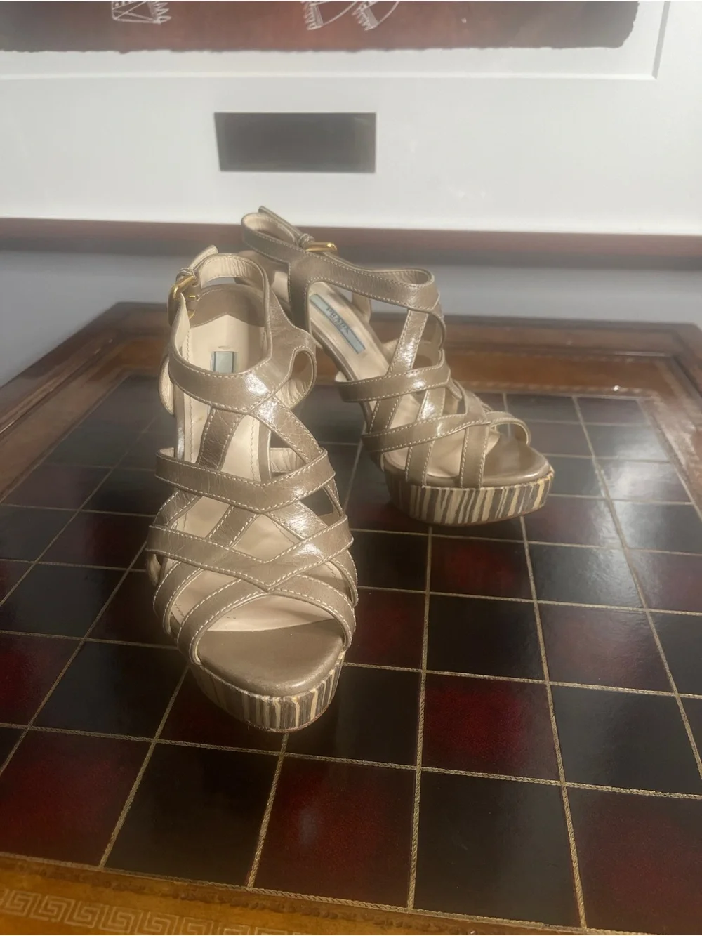 Prada Giunco Cage Sandals